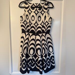 Taylor Black and White Pattern Dress